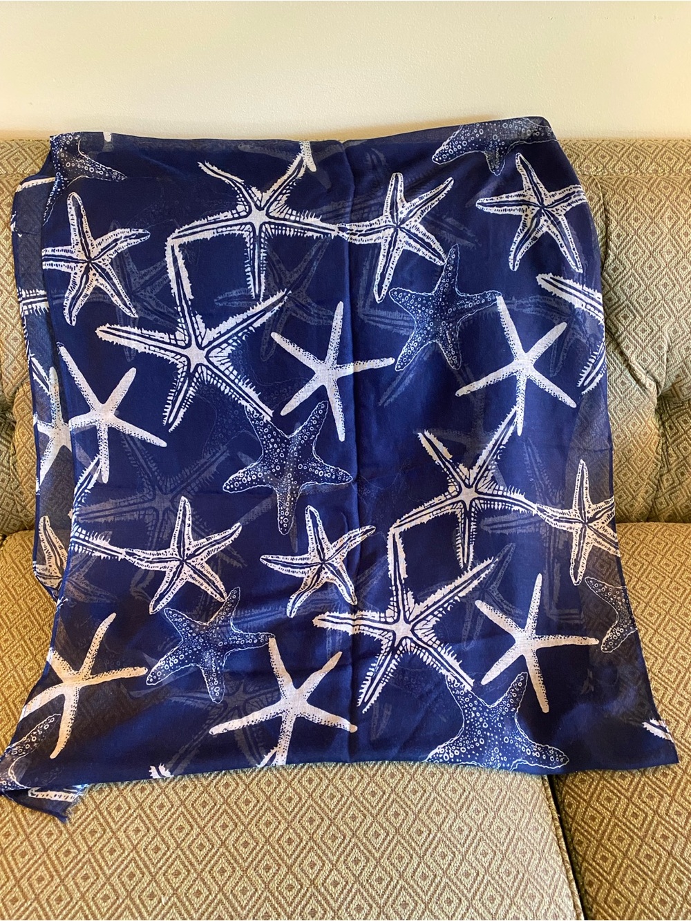L.I.B New York  Navy and White Starfish Scarf